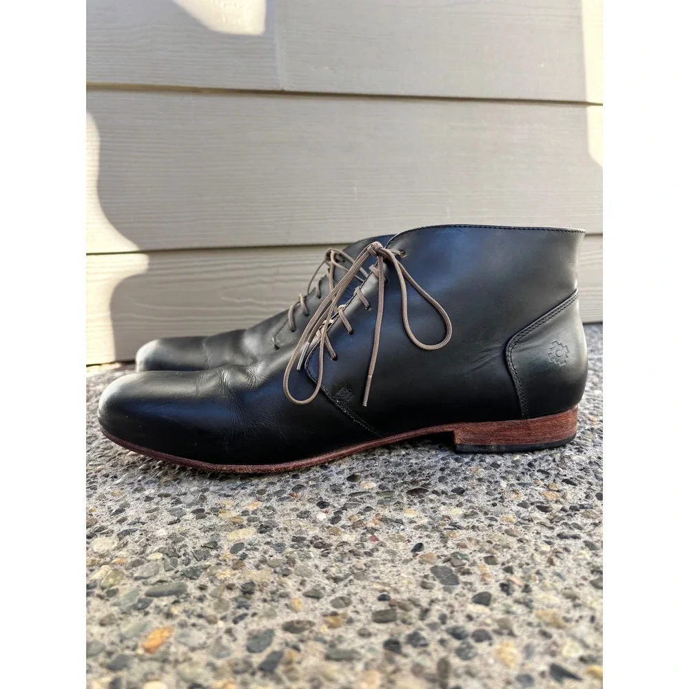 Nisolo Mens Everyday Black Leather Lace Up Ankle Boots Chukka Shoes Size 11.5